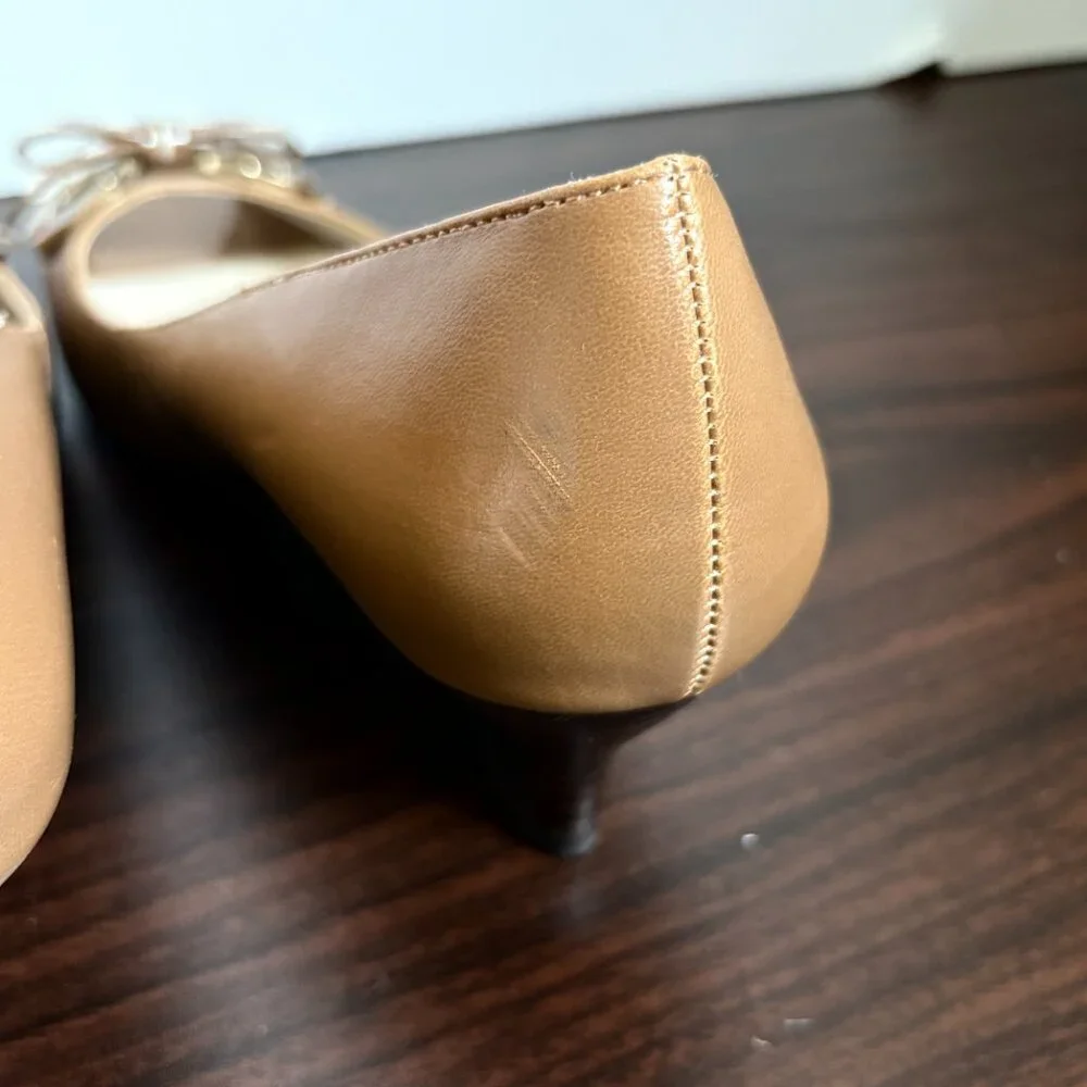 Etienne Aigner Women's Nixie Brown Tan Skinny Wedge Heels Corporate Chic 8.5
